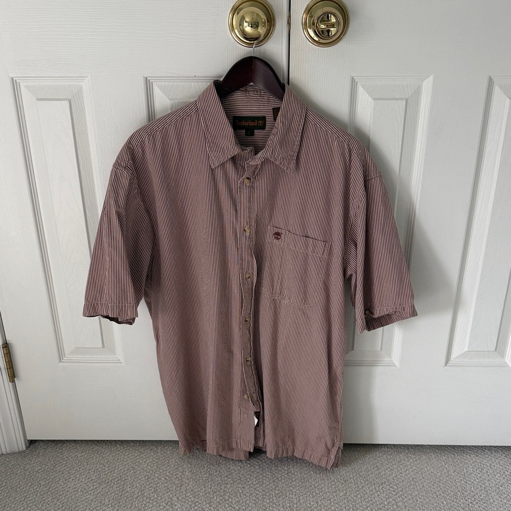 Timberland Men's vintage Casual Brown Striped Shirt
